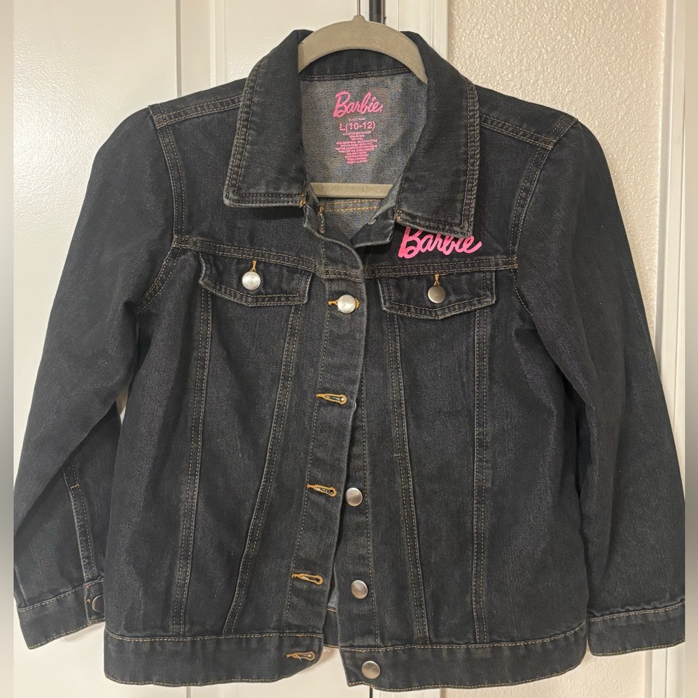 Barbie Dark Denim Jacket with Pink Logo